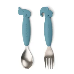 Done by deer Deer Friends Easy-grip cutlery set 2 pieces, Blue Sale