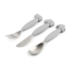 Done by deer Deer Friends Easy-grip cutlery set 3 pieces, Grey New