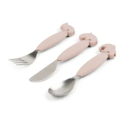Done by deer Deer Friends Easy-grip cutlery set 3 pieces, Powder Beige