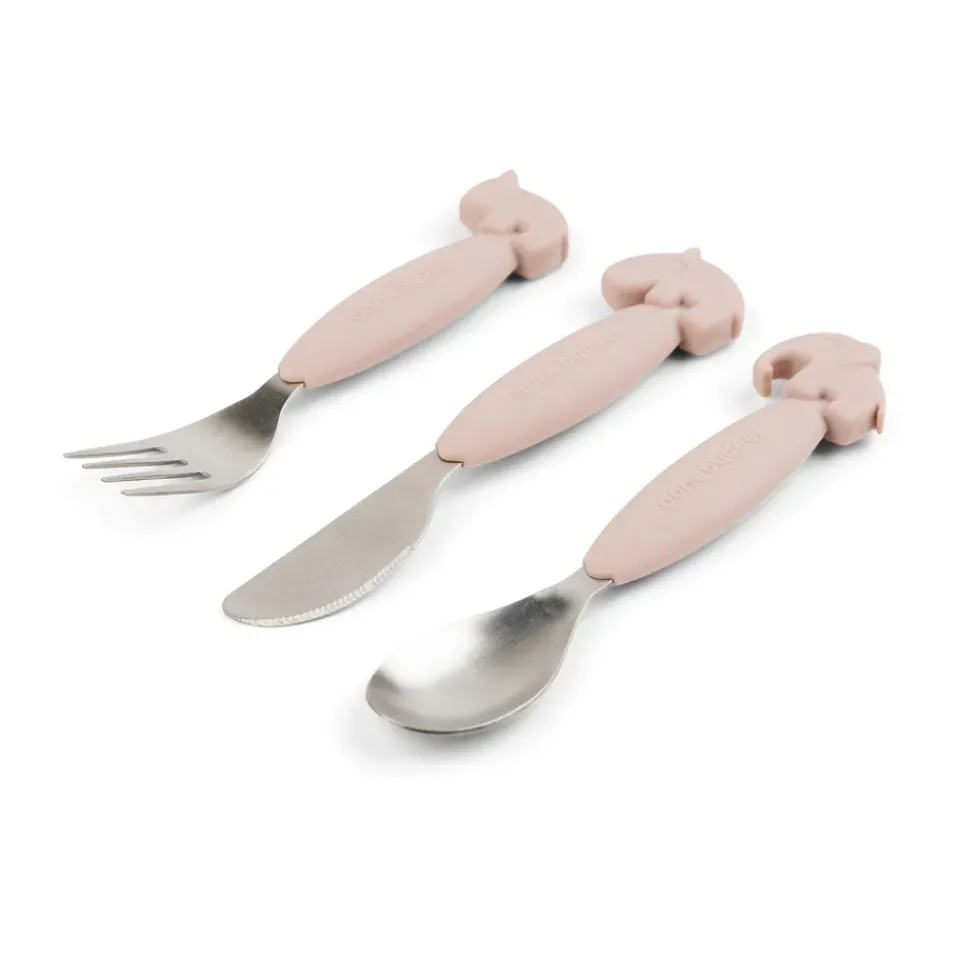 Done by deer Deer Friends Easy-grip cutlery set 3 pieces, Powder Beige