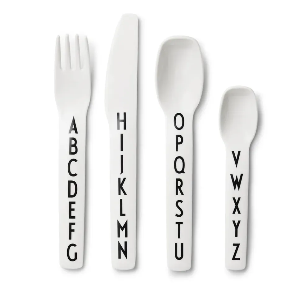 Design Letters children's cutlery melamine, 4 pieces BlackWhite New