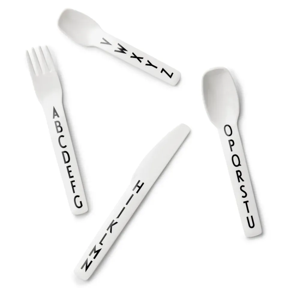 Design Letters children's cutlery melamine, 4 pieces BlackWhite New