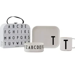 Design Letters children's dinnerware set, T White Hot