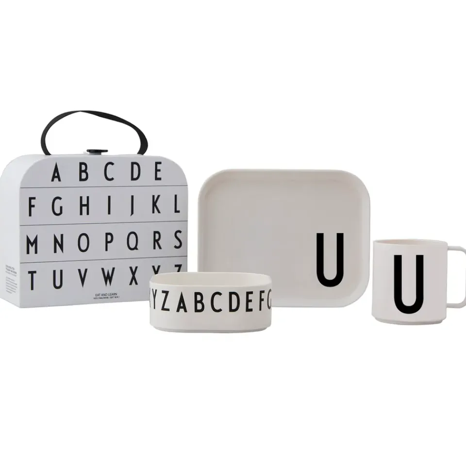 Design Letters children's dinnerware set, U White Sale
