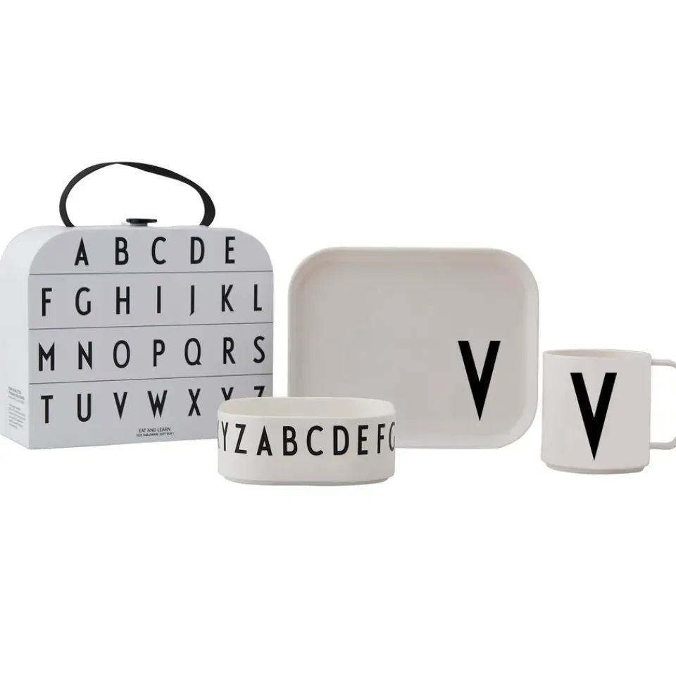 Design Letters children's dinnerware set, V White Hot