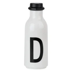 Design Letters drinking bottle, D BlackWhite New
