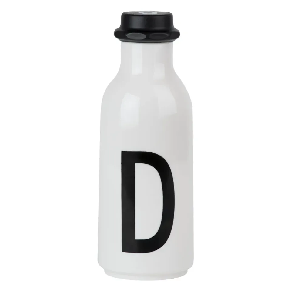 Design Letters drinking bottle, D BlackWhite New