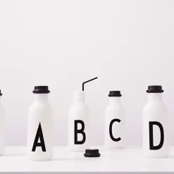 Design Letters drinking bottle, D BlackWhite New