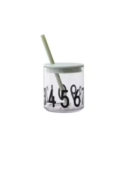 Design Letters straw with lid, Green Clearance