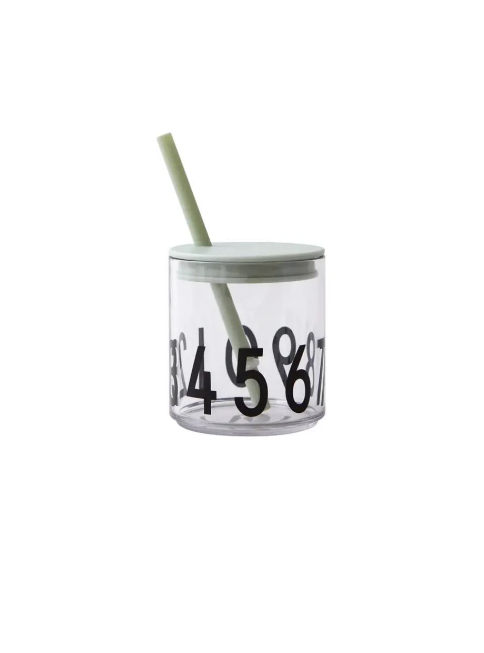 Design Letters straw with lid, Green Clearance