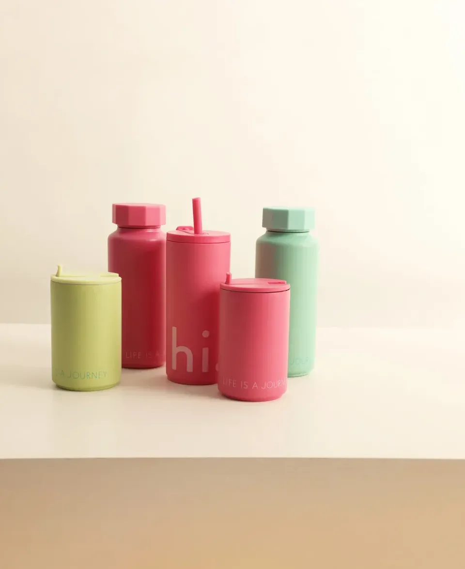 Design Letters thermal mug, Cherry Pink Clearance