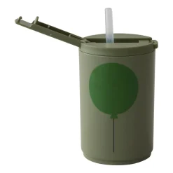 Design Letters thermos mug with straw 33 cl, Forest Green Clearance