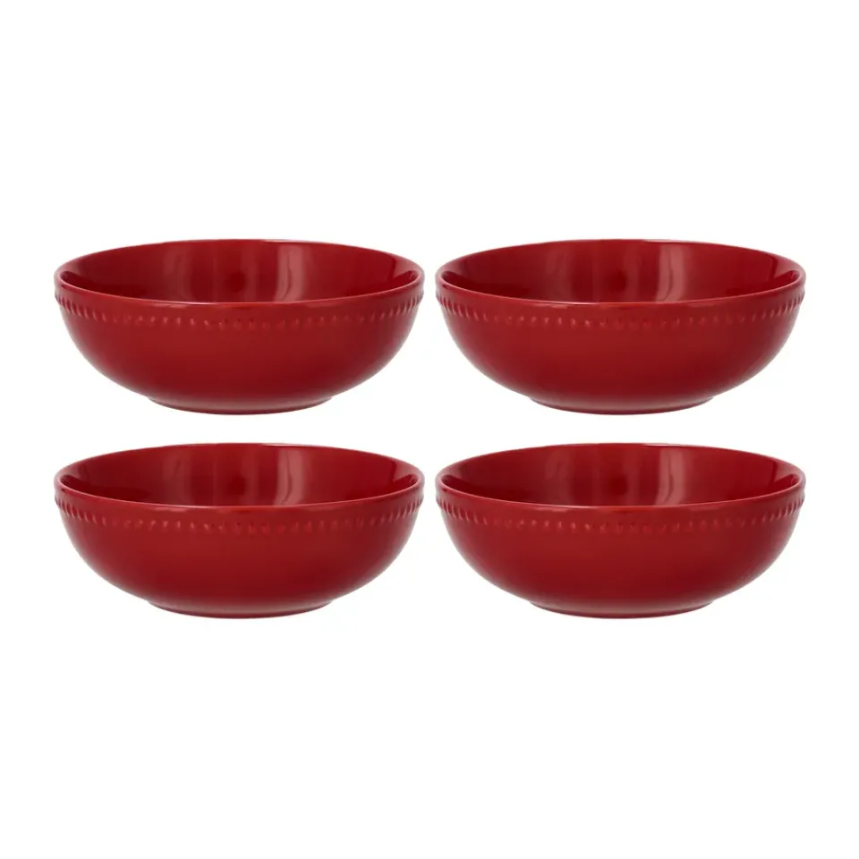 Scandi Living Dots breakfast bowl 60 cl 4-pack, Red Sale