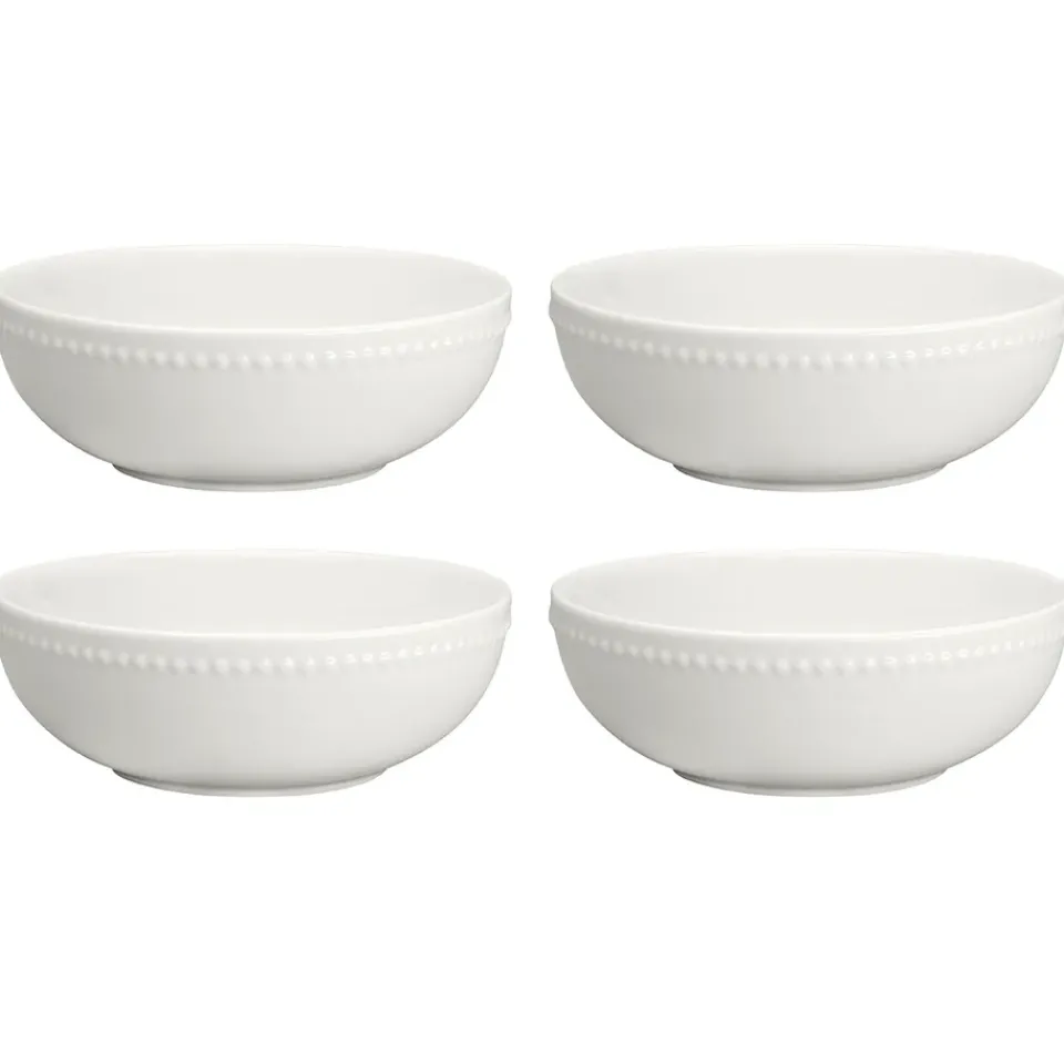 Scandi Living Dots breakfast bowl 60 cl 4-pack, Creamy White Sale