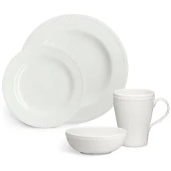 Scandi Living Dots plate 28 cm 4-pack, Creamy White Best