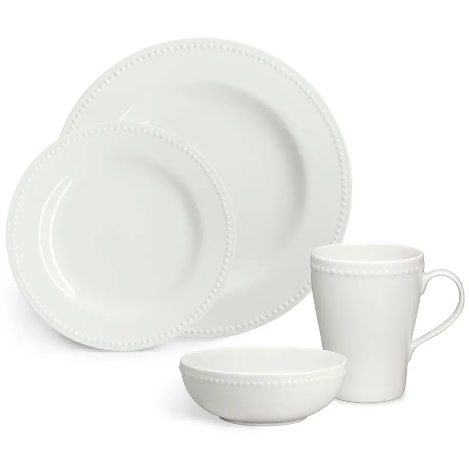 Scandi Living Dots plate 28 cm 4-pack, Creamy White Best