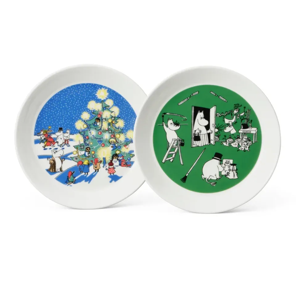 Moomin Arabia Drawing & Christmas Moomin plate 2 pieces, Ø19 cm Multi New