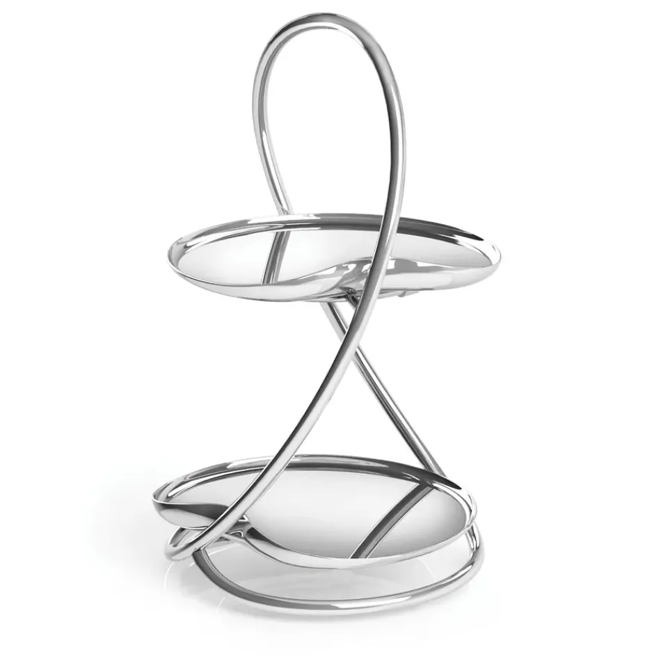 Robert Welch Drift cake stand, 2 tier Silver-coloured Clearance