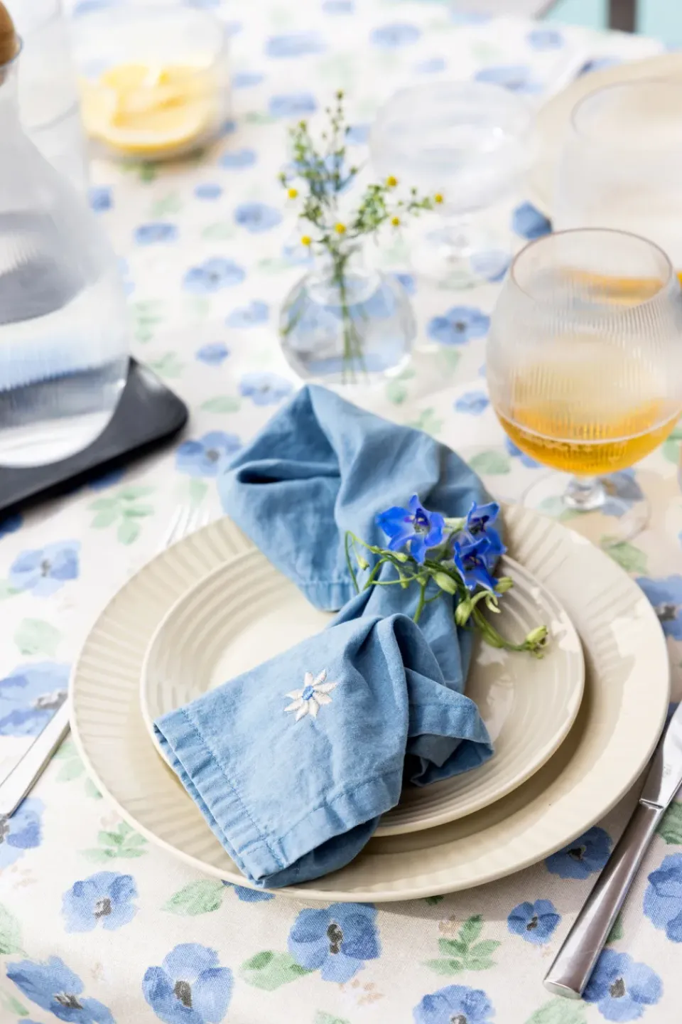 Sagaform Eden waxed tablecloth 150x250 cm, Blue BlueBeige Clearance