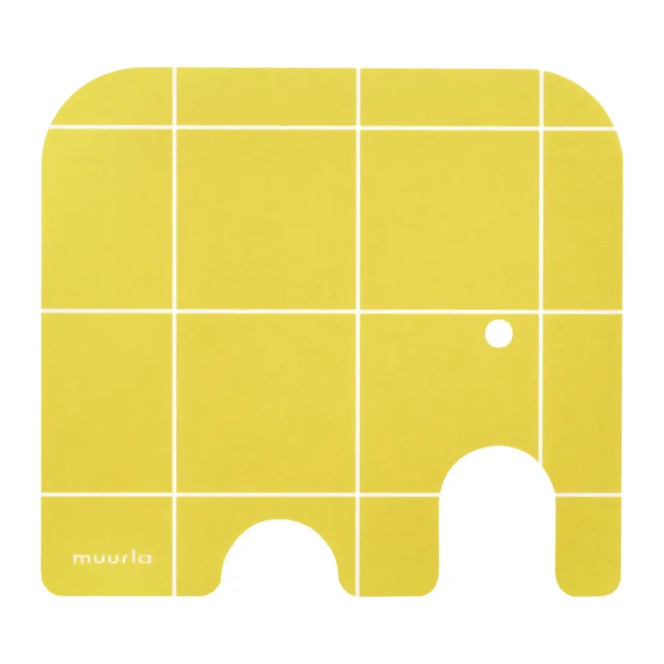 Muurla Elephant glass coaster 11x10 cm, Yellow