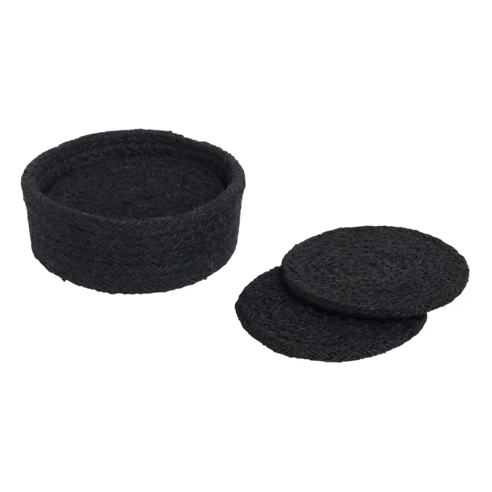 Dixie Ella coaster Ø10.5 cm 6-pack, Pure Black Best