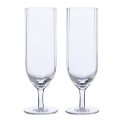 ERNST champagne glass ribbed 2-pack, Clear Transparent Hot