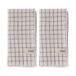 ERNST napkin 2 pack checked 40x40 cm, Blue- Beige Clearance