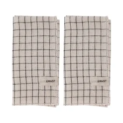 ERNST napkin 2 pack checked 40x40 cm, Black- Beige