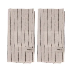 ERNST napkin 2 pack striped 40x40 cm, Black- Beige Discount