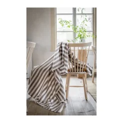 ERNST tablecloth striped 145x300 cm, Mole-white BrownWhite Clearance