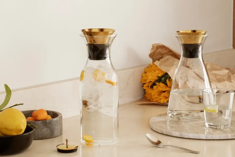 Eva Solo fridge carafe without cover, Brass-black Gold-colouredTransparentBlack Hot