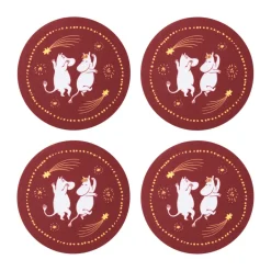Moomin Arabia Festive Moments Moomin coaster set of 4, Ø9 cm Red Online