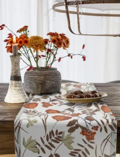 Ekelund Linneväveri Fåglabäck table runner 35x120 cm, Brown