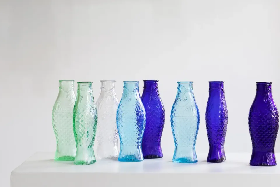 Serax Fish & Fish glass bottle 85 cl, Cobalt Blue