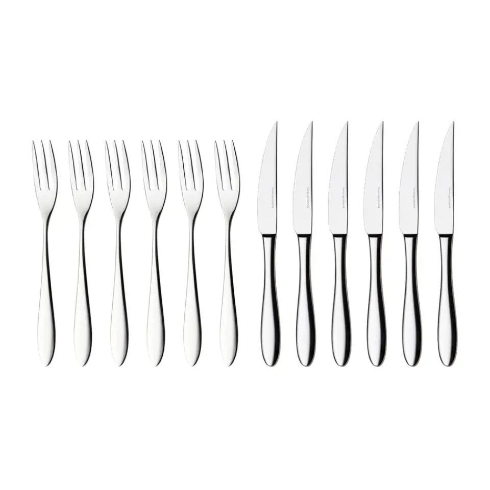 Hardanger Bestikk Fjord steak cutlery 12 pcs, stainless steel Silver-coloured Discount