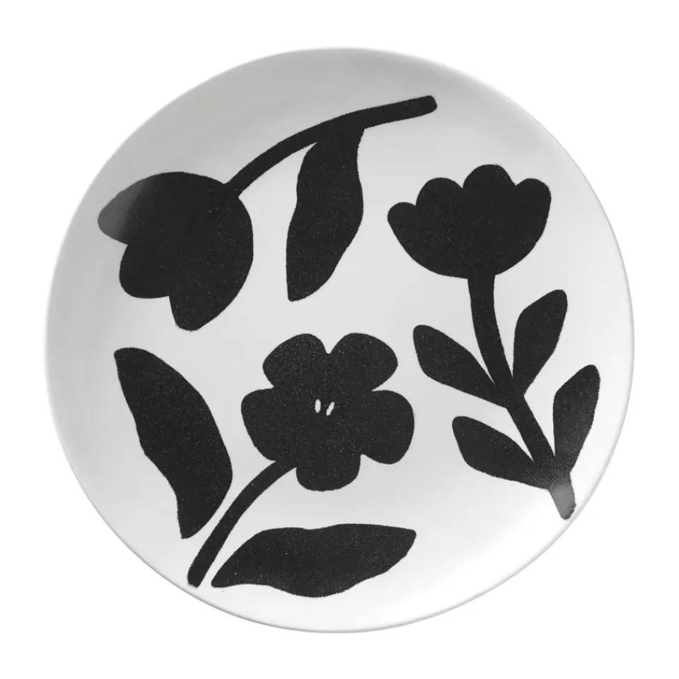 Broste Copenhagen Flora plate Ø26 cm, -off white Black Outlet