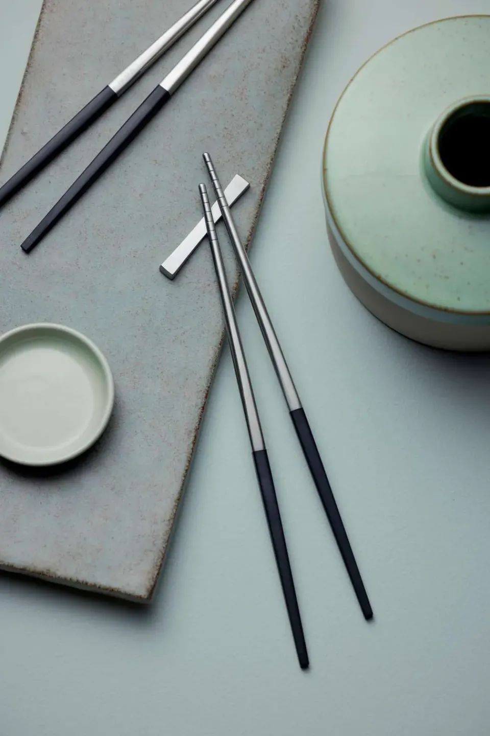 Gense Focus de Luxe chopsticks 4+2, stainless steel Silver-colouredBlack Clearance