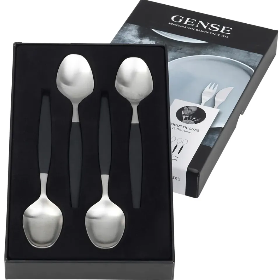 Gense Focus de Luxe dessert-spoons, 4-pack Silver-colouredBlack Sale