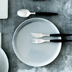 Gense Focus de Luxe table knife, Stainless steel Silver-colouredBlack Clearance