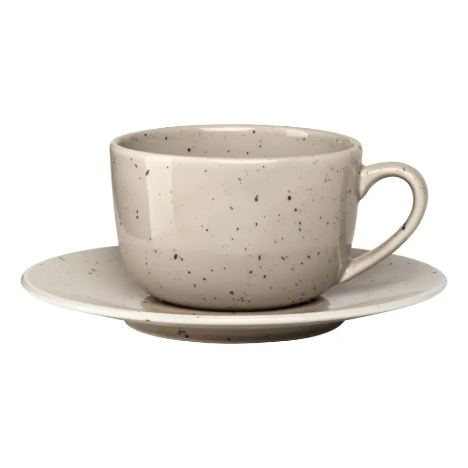 Scandi Living Freckle cup with saucer 26 cl, Beige Sale