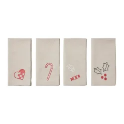 Broste Copenhagen Fryd fabric napkins 45x45 cm 4 pieces, Light warm grey-red GreyRed Discount