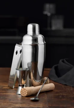 Funktion bar set 5 pieces, Stainless steel-beech Silver-coloured Best