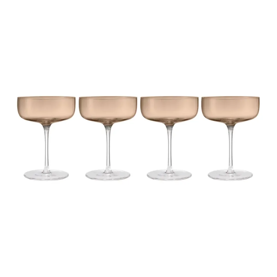 Blomus Fuumi champagne glass Coupe 28 cl 4-pack, Coffee-clear Brown Clearance