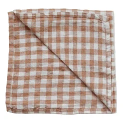 Tell Me More Gingham checkered linen napkin 45x45 cm, Biscuit RedWhite Online