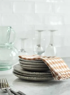 Tell Me More Gingham checkered linen napkin 45x45 cm, Biscuit RedWhite Online