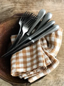 Tell Me More Gingham checkered linen napkin 45x45 cm, Biscuit RedWhite Online