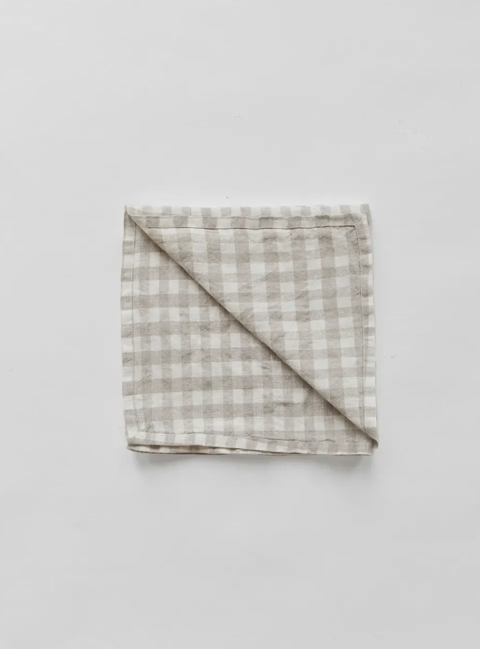 Tell Me More Gingham checkered linen napkin 45x45 cm, Natural WhiteBeige Discount