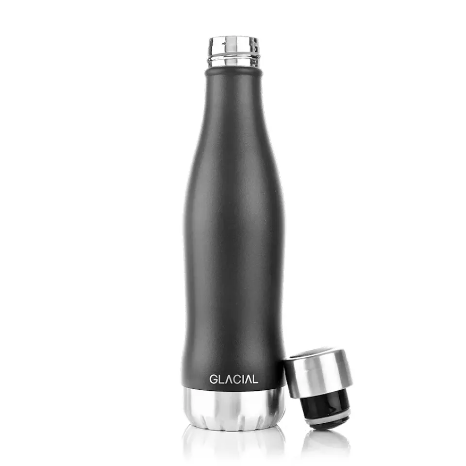 Glacial water bottle 400 ml, Matte Black