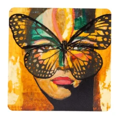 Carolina Gynning Golden Butterfly coaster 9x9 cm, Orange-black BlackOrange Discount
