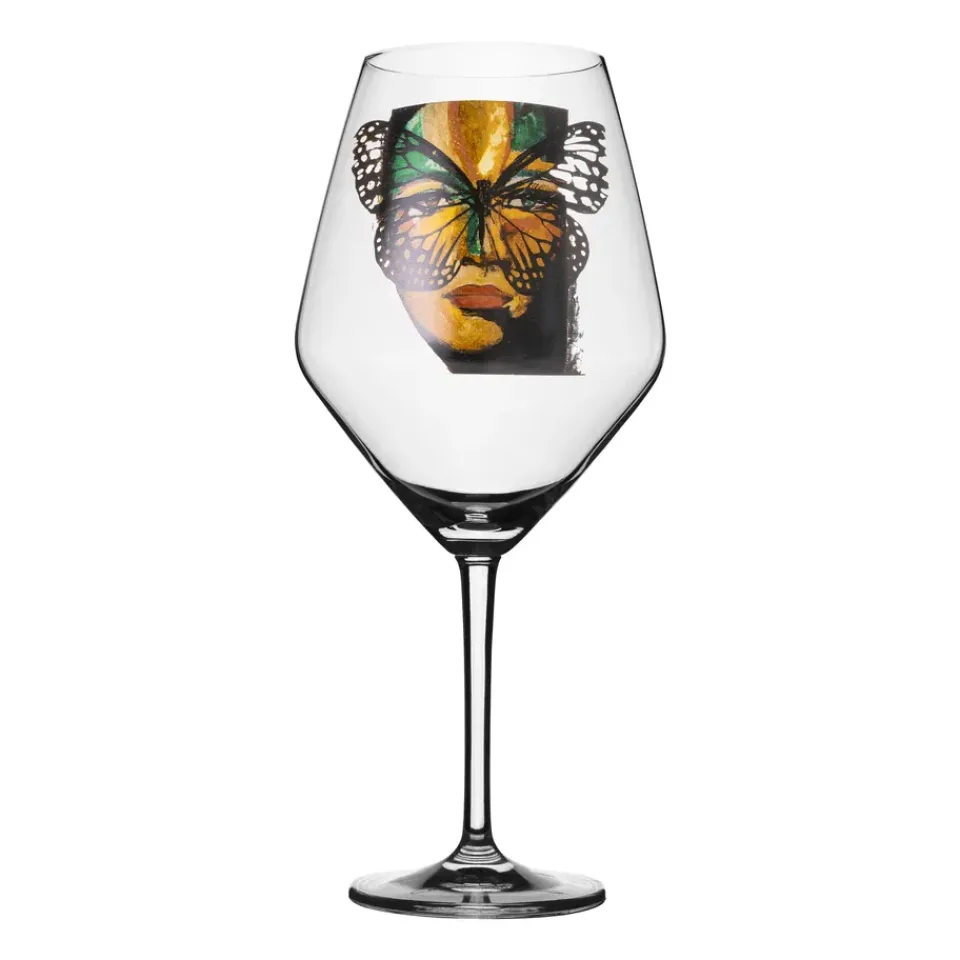 Carolina Gynning Golden Butterfly wine glass 75 cl, Clear Transparent Discount